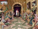 easter illustration jesus donkey palm branches jerusalem easter illustration jesus donkey palm branches jerusalem