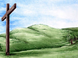 easter illustration calvary cross on hillside easter illustration calvary cross on hillside