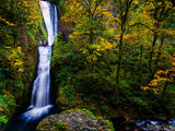 waterfall with fall autumn colored trees waterfall with fall autumn colored trees
