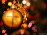 christmas background cross reflected in ornament  christmas background cross reflected in ornament
