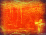 red stained parchment with a glowing cross red stained parchment with a glowing cross