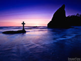 cross on the ocean shore cross on the ocean shore