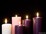 five advent pillar candles in purples whites and pink five advent pillar candles in purples whites and pink