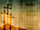 a hill with three crosses on it a hill with three crosses on it