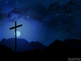 cross at night with moon and stars cross at night with moon and stars