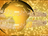 earth with music notes around earth with music notes around