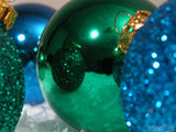 christmas background shiny blue and green christmas ornaments christmas background shiny blue and green christmas ornaments