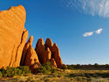 blue sky and towering sand stone ribs blue sky and towering sand stone ribs