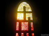 sunlight coming through stained glass cross window sunlight coming through stained glass cross window
