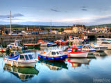 colorful fishing boats in the harbor colorful fishing boats in the harbor