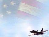 blue sky with us flag and lone angel blue sky with us flag and lone angel