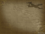 map of pacific with old fighter plane map of pacific with old fighter plane