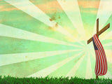 abstract view of us flag on a cross at sunrise abstract view of us flag on a cross at sunrise