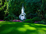 white chapel on a hill of green white chapel on a hill of green