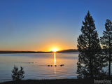 yellowstone lake summer sunset ducks blue sky background yellowstone lake summer sunset ducks blue sky background