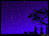 while shepherds watched star nativity background
