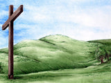 easter illustration calvary cross on hillside
