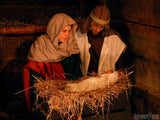 manger scene with mary joseph and jesus