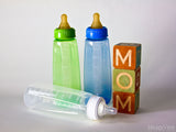 bottle and blocks spell mom