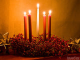 christmas advent wreath and red candles