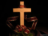 christmas background christmas cross with ribbon