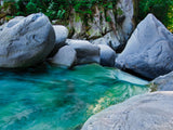 beautiful teal water before the water fall