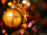 christmas background cross reflected in ornament 