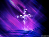 christmas cross in lights of purple