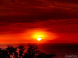 dramatic sunset in red