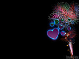 fireworks hearts can night sky