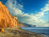 high cliffs on a beach in england