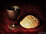 old cup and bread in remembrance of me
