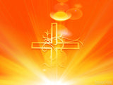 orange background with a light cross