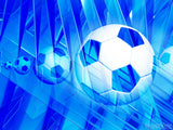 soccer balls on a blue background