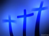 blue background with three crosses