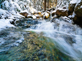 winter background of running creek